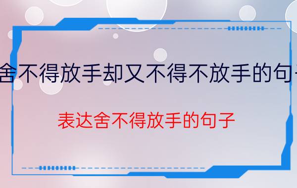 舍不得放手却又不得不放手的句子 表达舍不得放手的句子